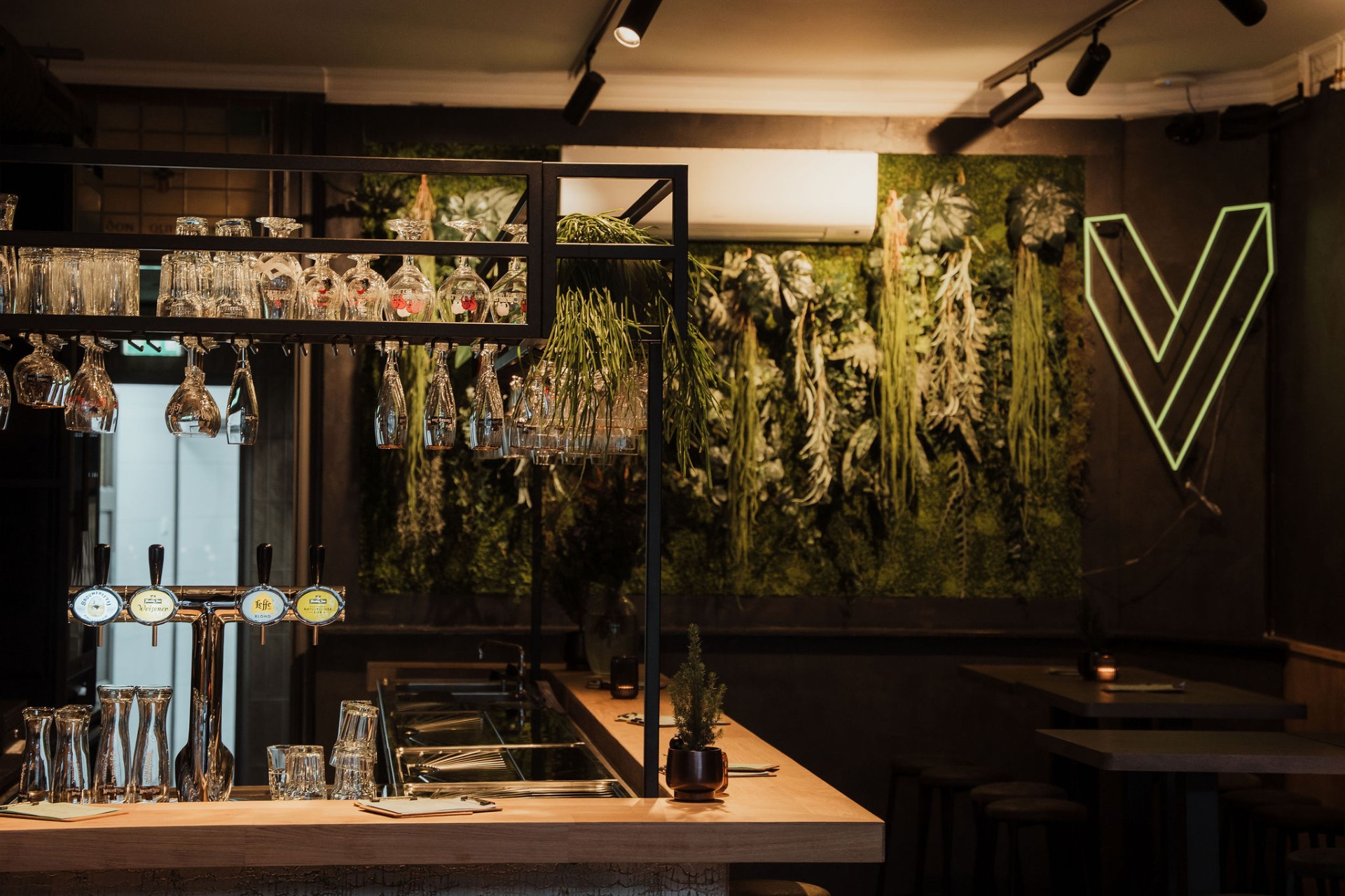 Bar met plantenwand